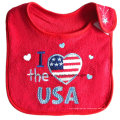 Baberos de bebé de felpa absorbente impermeable de dibujos animados bonitos bordados y apliques de algodón personalizados promocionales